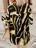 Momentlover Printed Buttoned Loose Long Sleeves Lapel Blouses&Shirts Tops