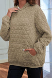 Momentlover Quilted Long Sleeve Hoodie with Pocket