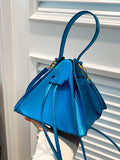 Momentlover Split-Joint Solid Color Drawstring Triangle Handbags