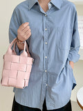 Momentlover Woven Solid Color Handbags Crossbody Bags