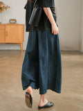 Momentlover Artistic Retro Loose Wide Legs Elasticity Jean Pants