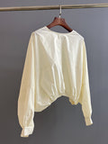 Momentlover Solid Color Elasticity Loose Batwing Sleeves Round-Neck Blouses&Shirts Tops