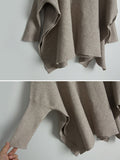 Momentlover Simple Loose Solid Color High-Neck Batwing Sleeves Sweater