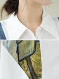 Momentlover Printed Loose Half Sleeves Lapel Blouses&shirts Tops
