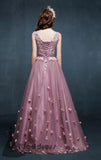 lemongor Pink Lace Tull Elegant Formal Dresses, Pink Party Dresses, Junior Prom Dress