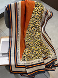 Momentlover Vintage Ramie Cotton Leopard Printed Scarf