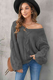 Momentlover Cable Knit V-Neck Sweater