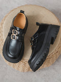 Momentlover Split-Joint Round-Toe Platform Shoes Loafers