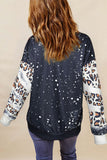 Momentlover YOU DESERVE THE WORLD Leopard Round Neck Sweatshirt