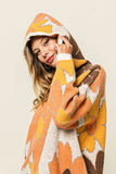 Momentlover BiBi Flower Pattern Drawstring Hooded Sweater