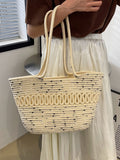 Momentlover Polka-Dot Hollow Contrast Color Handbags