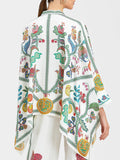 Momentlover Batwing Sleeves High-Low Buttoned Flower Print Mock Neck Blouses&Shirts Tops