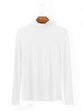 Momentlover Simple Long Sleeves Skinny Solid Color High-Neck T-Shirts