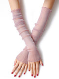 momentlover Sun Protection Mesh Solid Color Sleevelet