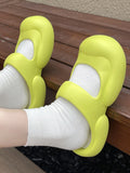 Momentlover Solid Color Round-Toe Hollow Slider Sandals