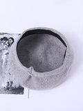 Momentlover Vintage Wool Solid Color Beret Hat