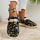 themeisles - Black Casual Patchwork Printing Round Comfortable Shoes