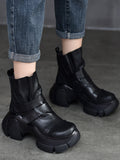 Momentlover Round-Toe Hook&Loop Platform Boots