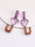 Momentlover Heart Shape Geometric Drop Earrings