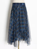 Momentlover Plaid High-Waisted Loose Irregularity Skirts Bottoms