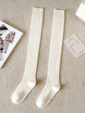 momentlover Casual Wool Solid Color Over The Knee Stockings Accessories