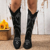 themeisles - Black Casual Embroidered Patchwork Pointed Comfortable Out Door Shoes