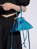 Momentlover Split-Joint Solid Color Drawstring Triangle Handbags