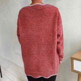 Momentlover V-Neck Drop Shoulder Long Sleeve Sweater