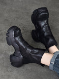 Momentlover Round-Toe Hook&Loop Platform Boots