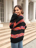 Momentlover Striped Drop Shoulder Sweater