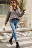 Momentlover Striped Collared Neck Buttoned Pullover Sweater