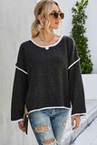 Momentlover Round Neck Dropped Shoulder Sweater
