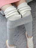 Momentlover Simple Skinny Leg Keep Warm Solid Color Leggings