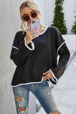 Momentlover Round Neck Dropped Shoulder Sweater