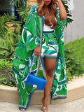 momentlover Bohemia Loose Printed Cover-Up + Shorts Two Pieces Set
