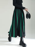 Momentlover Original Creation Loose A-Line Contrast Color Striped Skirts Bottoms