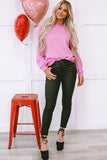 Momentlover Pearl Round Neck Dropped Shoulder Sweatshirt
