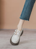 Momentlover Split-Joint Round-Toe Platform Shoes Loafers