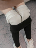 Momentlover Simple Skinny Leg Keep Warm Solid Color Leggings