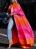 Momentlover Loose Short Sleeves Contrast Color Striped Jackets&Coats Outerwear