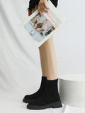 Momentlover Split-Joint Round-Toe Chunky Shoes Boots