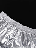 Momentlover Split-Joint Solid Color Pleated Elasticity Loose High Waisted Skirts