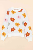 Momentlover Floral Round Neck Sweater