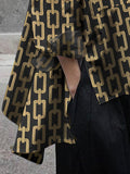 Momentlover High-Low Long Sleeves Printed Split-Joint Blouses