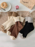 momentlover Pleated Elasticity Contrast Color Socks