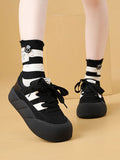 Momentlover Split-Joint Round-Toe Lace-Up Flat Shoes