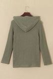 Momentlover Waffle-Knit Button Up Drawstring Hoodie