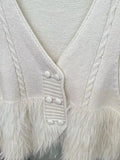 Momentlover Split-Joint Solid Color Buttoned Sleeveless Loose V-Neck Vest Outerwear