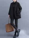 Momentlover Solid Color Pockets Loose Long Sleeves Collarless Outerwear