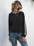Momentlover Lace-Up Round Neck Long Sleeve Sweatshirt
